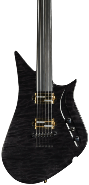 Fretless Quilted Maple Black Drop